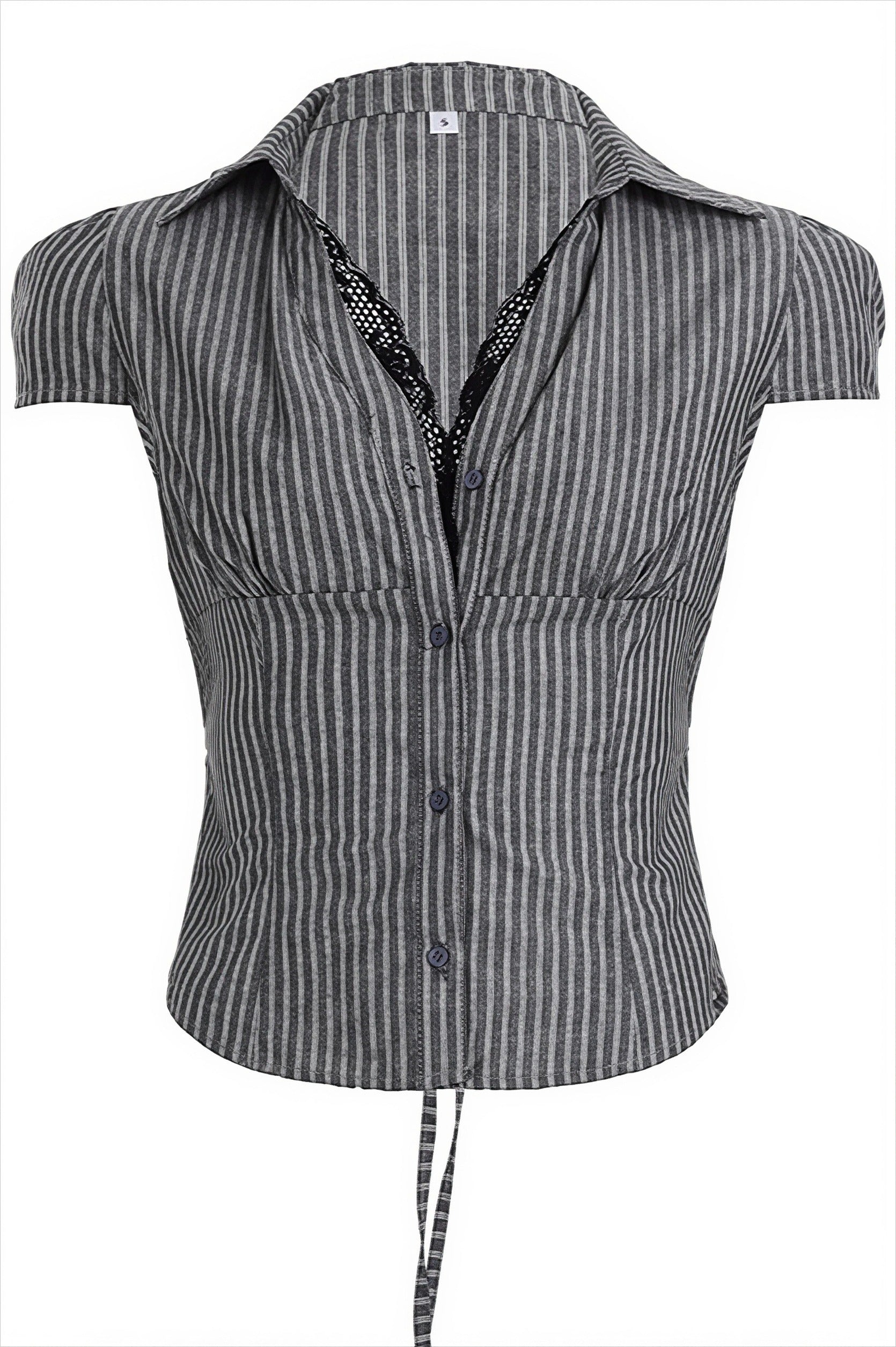 Casual Slim Lace Striped V Neck Blouse image 5