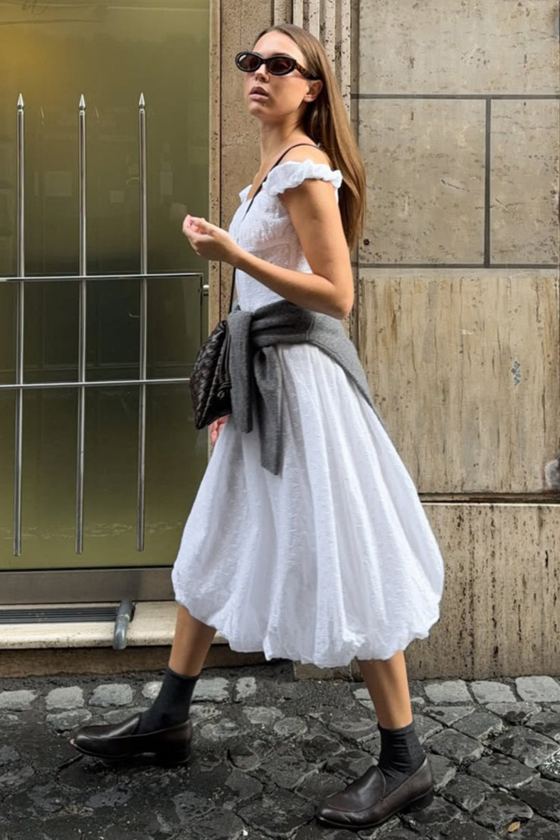 Jacquard Off Shoulder Embroidery Midi Dress image 2