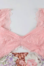 Flower Print Lace Trim Backless Floral Dress image 6