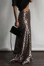Satin Leopard Mermaid Maxi Skirt image 3