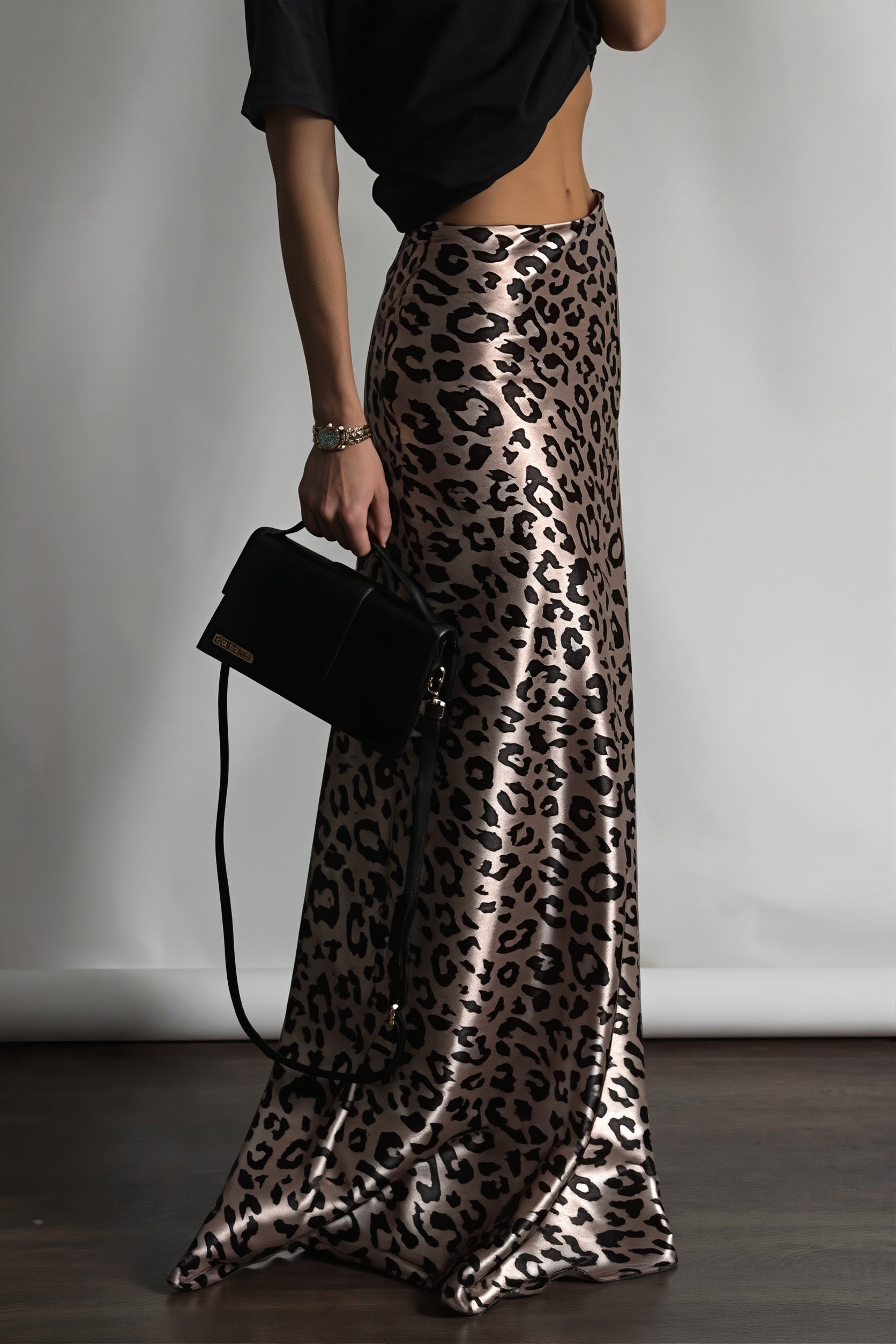 Satin Leopard Mermaid Maxi Skirt image 3