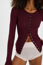 Solid Single-Button Fitted Long-Sleeve Knit Cardigan image 14