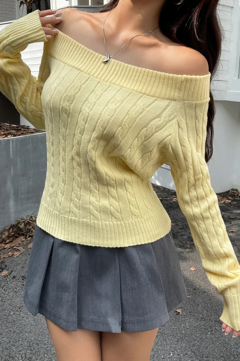 Edgy Long-Sleeve Knit Sweater image 5