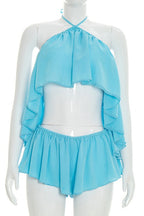 Solid Lace Ruffle Halter Two Piece Set image 4