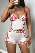 Sexy Lip Print Cami Two Piece Set image 3
