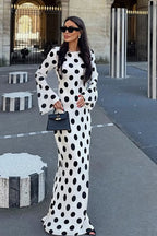 Chic Polka Dot Bell Sleeve Maxi Dress image 2