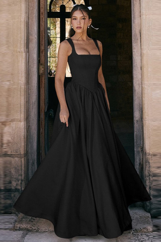 Elegant Solid A Line Long Prom Dress image 7