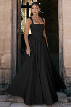 Elegant Solid A Line Long Prom Dress image 7