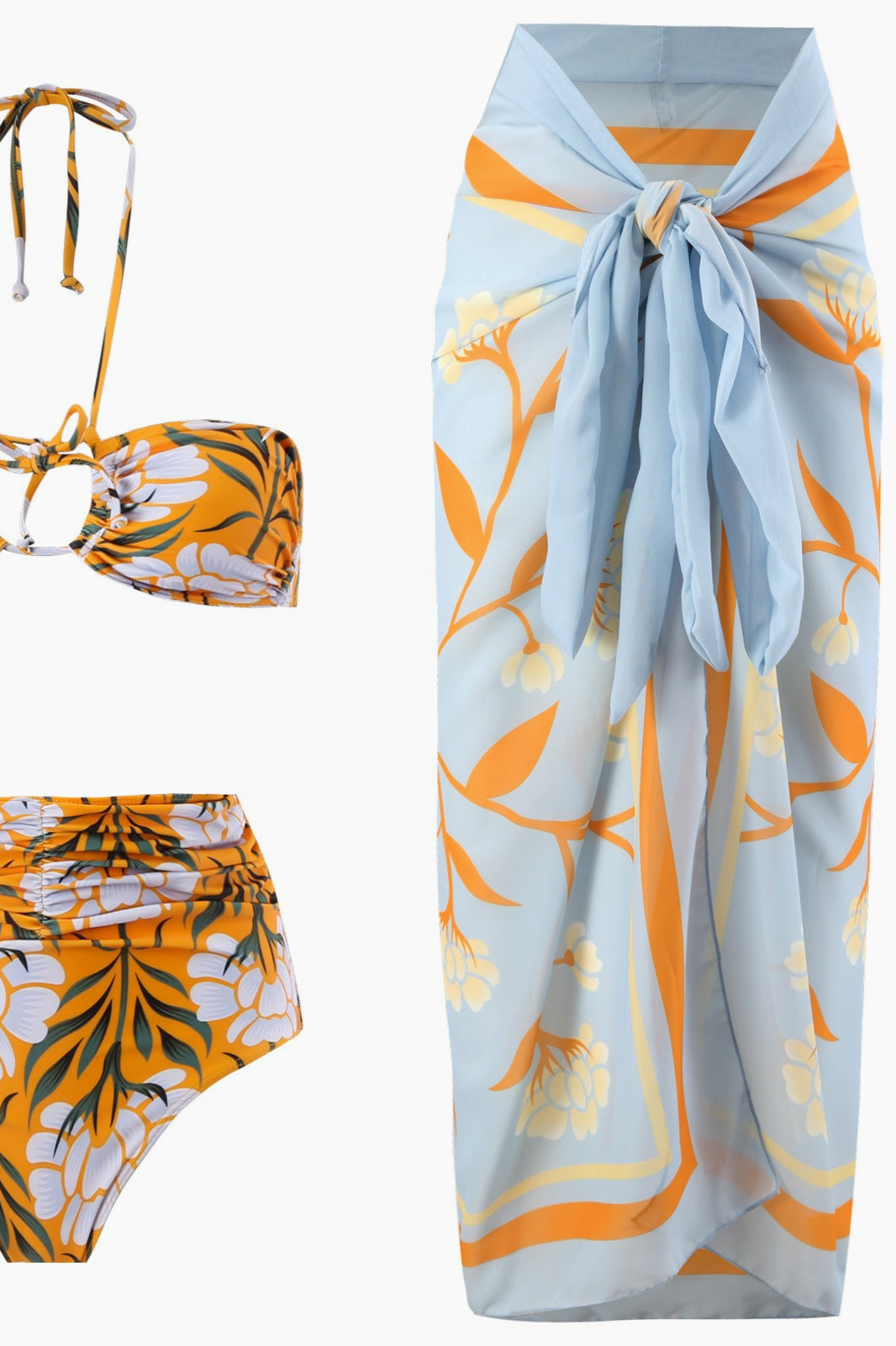 Fresh Print Long Skirt Three Piece Swim Set image 6