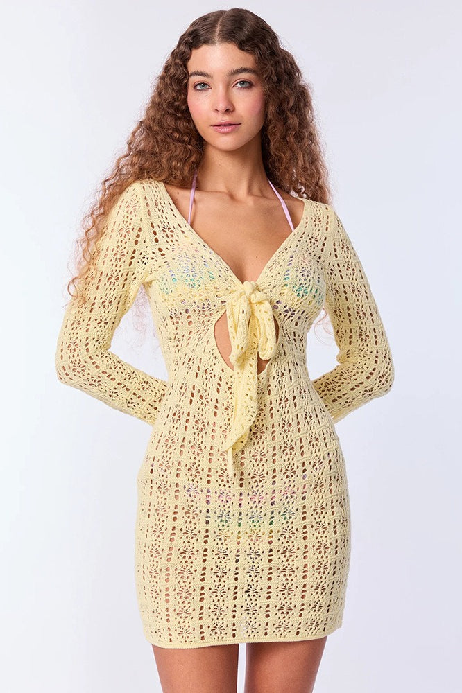 Sun Protection Hollow Tie Boho Dress image 4