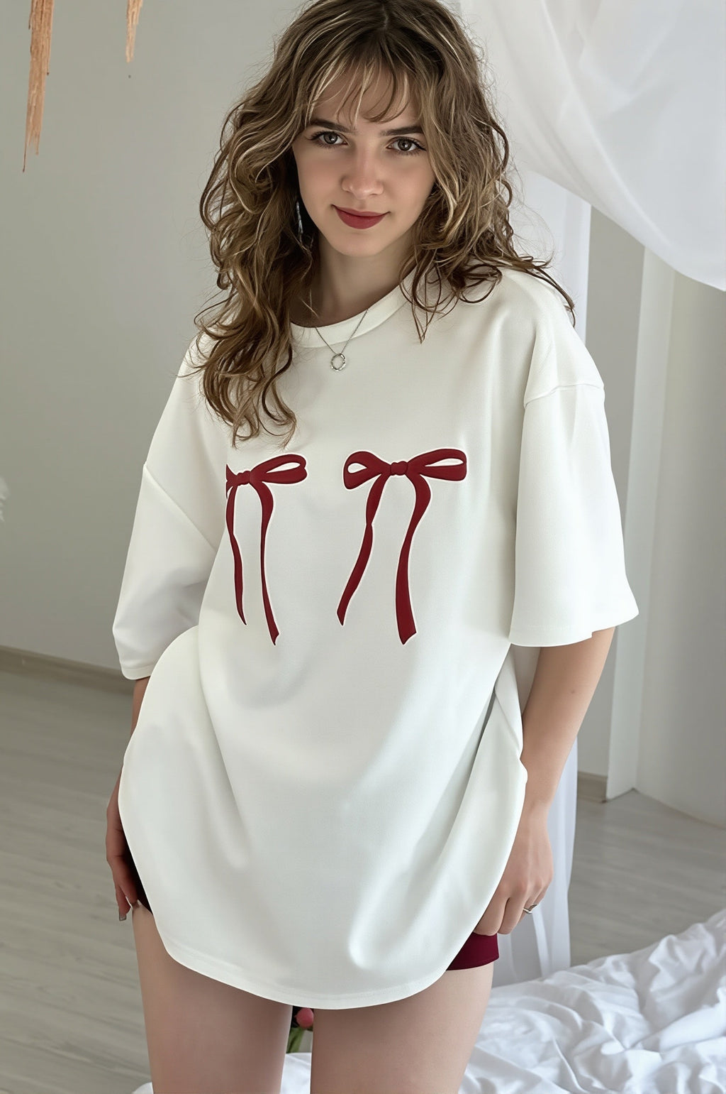 Loose Bow Print Fashion T‑shirt image 3