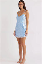 Solid Sequin Spaghetti Strap Mini Dress image 2