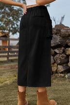 Vintage High-Waist Denim Cargo Midi Skirt image 6