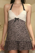 Leopard Lace Splice A Line Halter Top image 1
