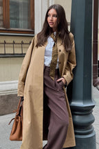 Minimalist Extra-Long Cotton Single-Breasted Lapel Overcoat image 1