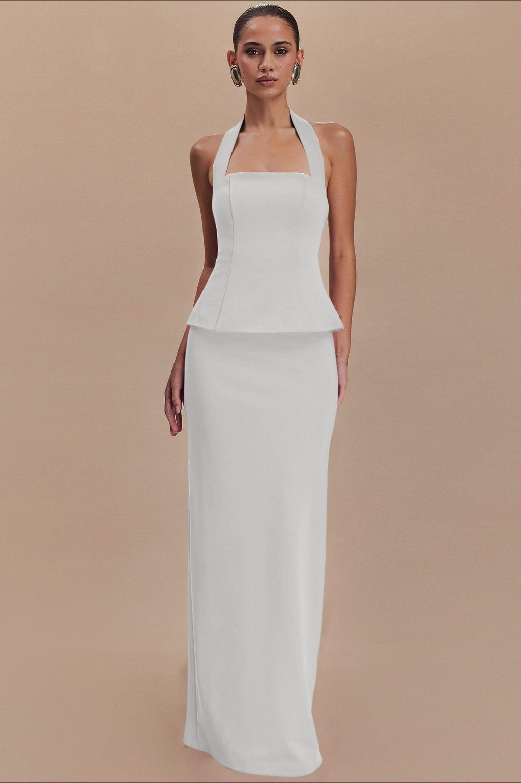 Solid Halter Backless Maxi Formal Dress image 5
