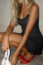 Polka Dot U-Neck Ruffle Cami Mini Dress image 4