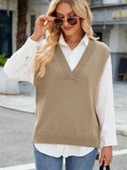 Bianca Sweater Vest detail view styled for Avrienne
