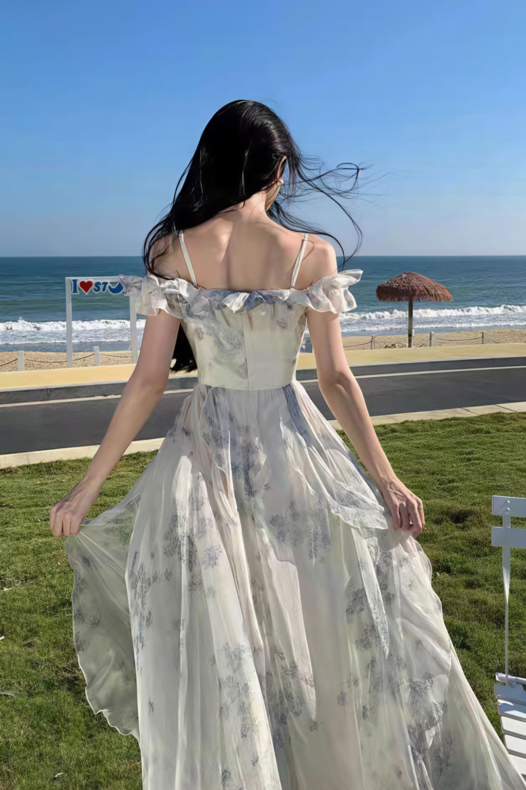 Spaghetti Strap Ruffled Floral Flowy Maxi Dress image 3