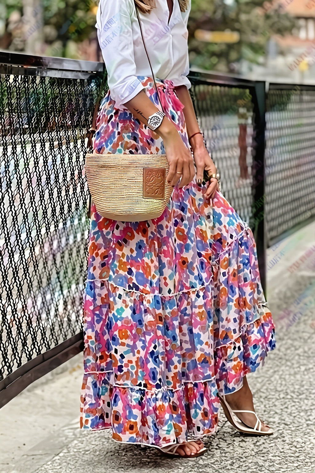 Vacation Floral Maxi Swing Skirt image 6