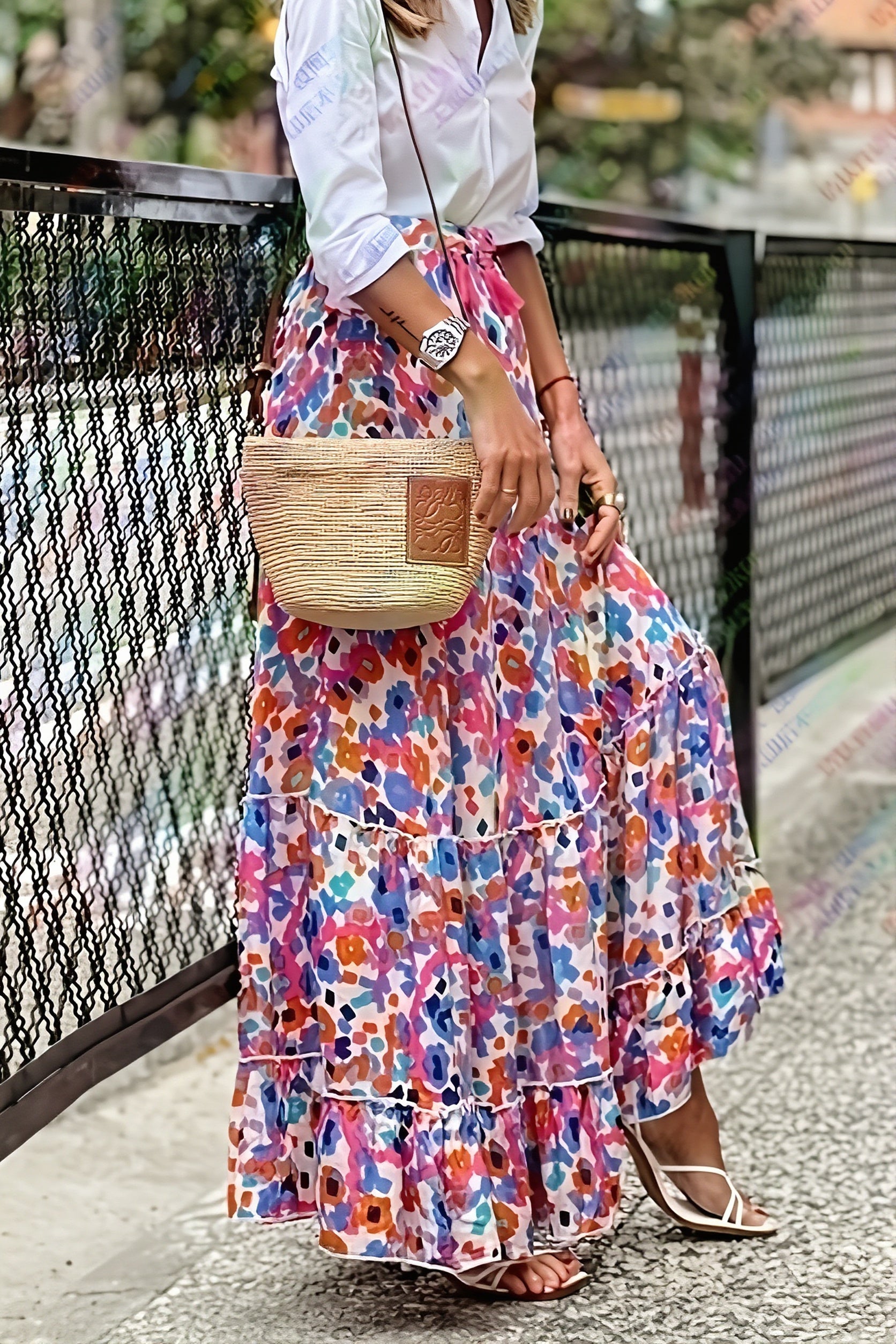 Vacation Floral Maxi Swing Skirt image 6