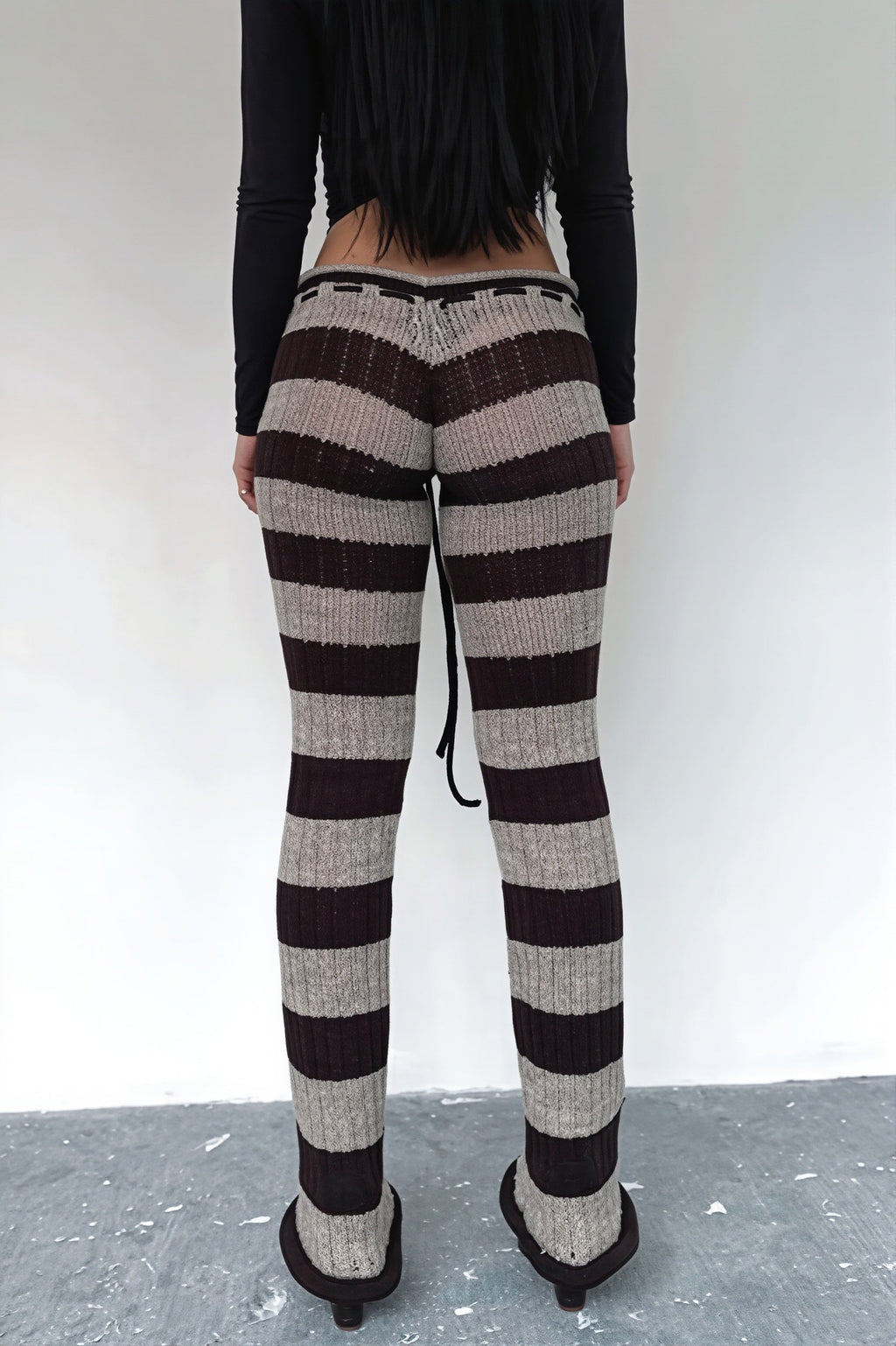 Striped Color Block Knit Skinny Pants image 3