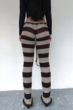 Striped Color Block Knit Skinny Pants image 3