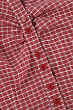 Vintage Red Plaid Polo Collar Button-Down Cropped Blouse image 4