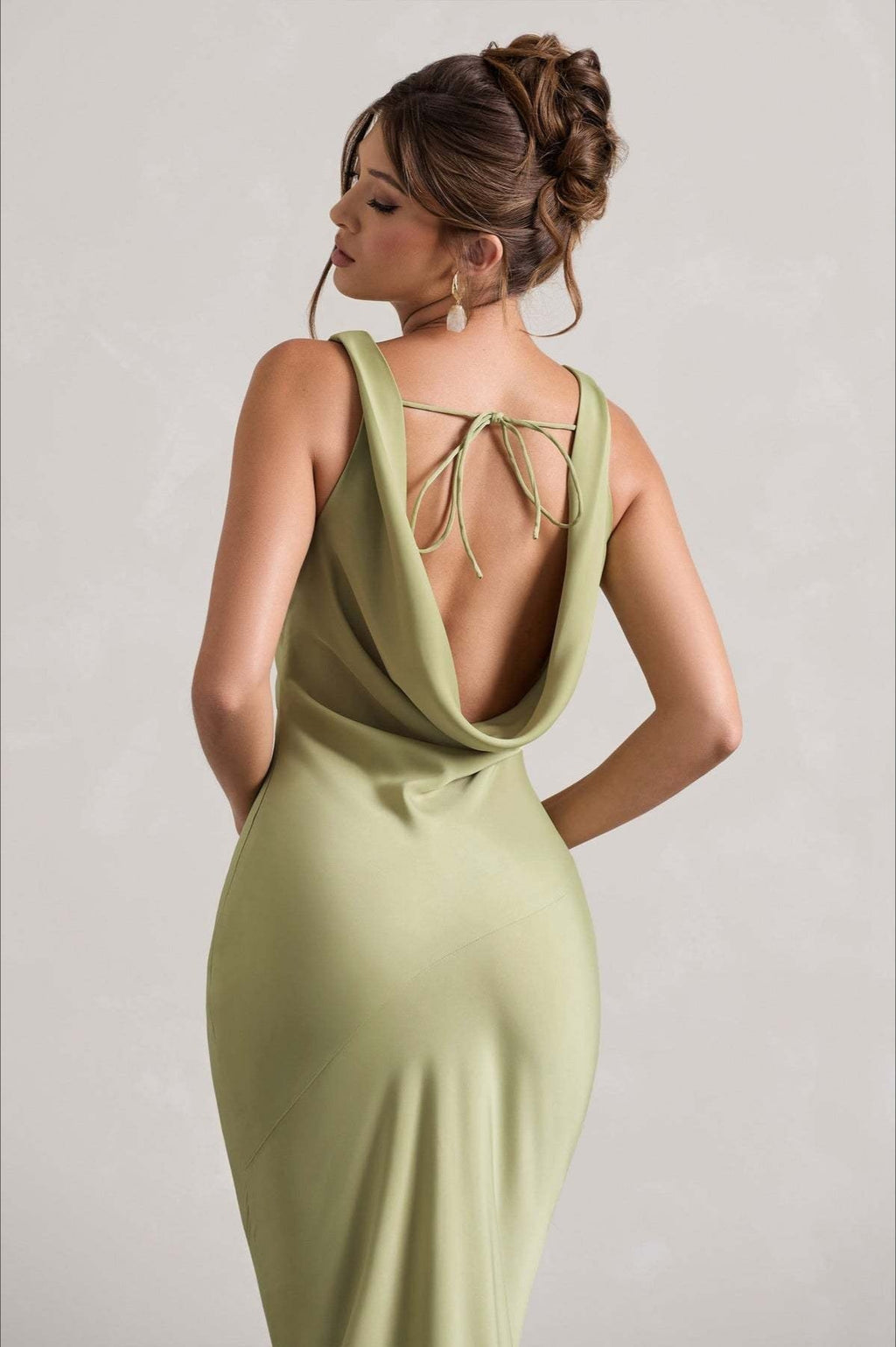 Satin Cowl Neck Fishtail Party Dress image 18