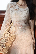 Elegant Hollow Lace Crew Neck Knit Blouse image 1