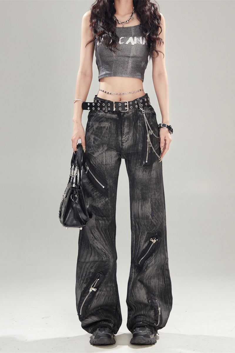 Black Vintage High Waisted Denim Jeans image 1