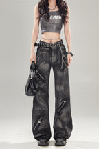 Black Vintage High Waisted Denim Jeans image 1