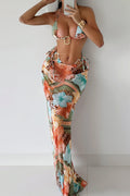 Floral Animal Print Three Piece Swim Set image 1