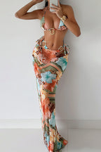 Floral Animal Print Three Piece Swim Set image 1