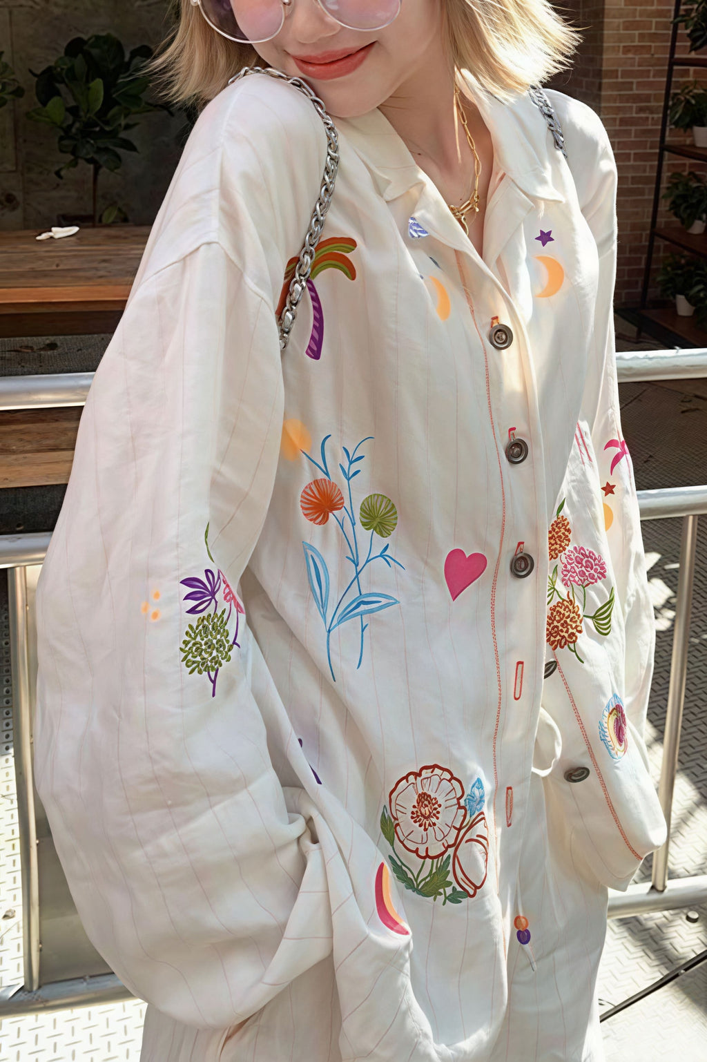 Vibrant Heavy Embroidery Linen Blouse image 1