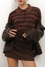 Vintage Striped Knit Polo Sweater image 19