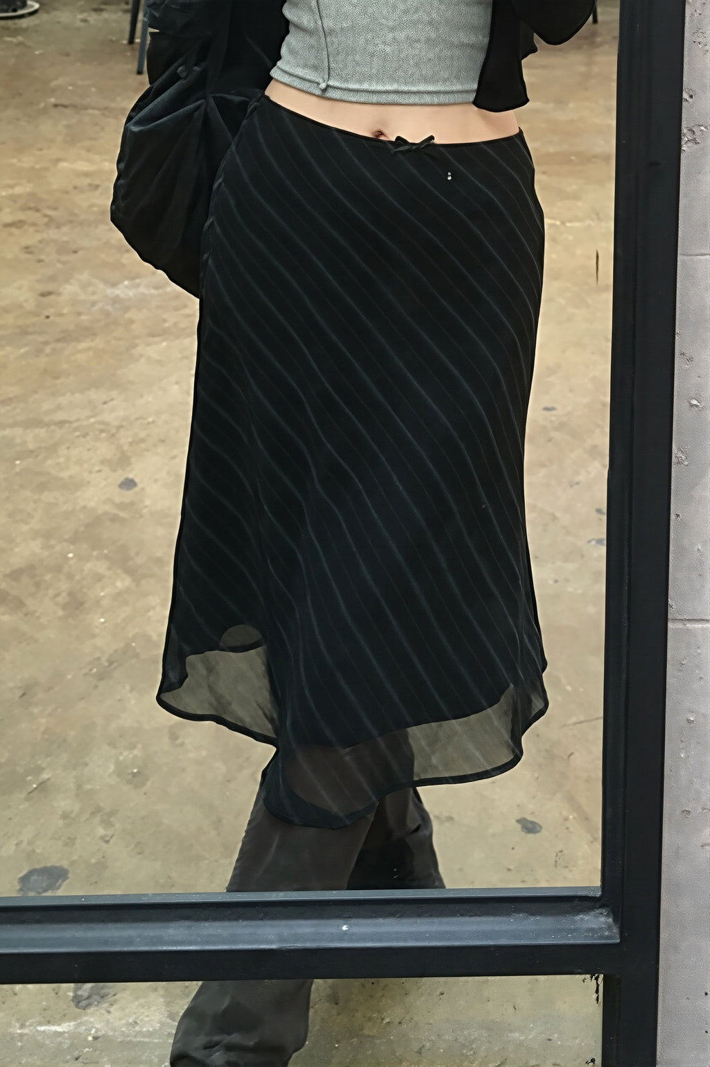 Casual Striped Double Mesh Skirt image 3