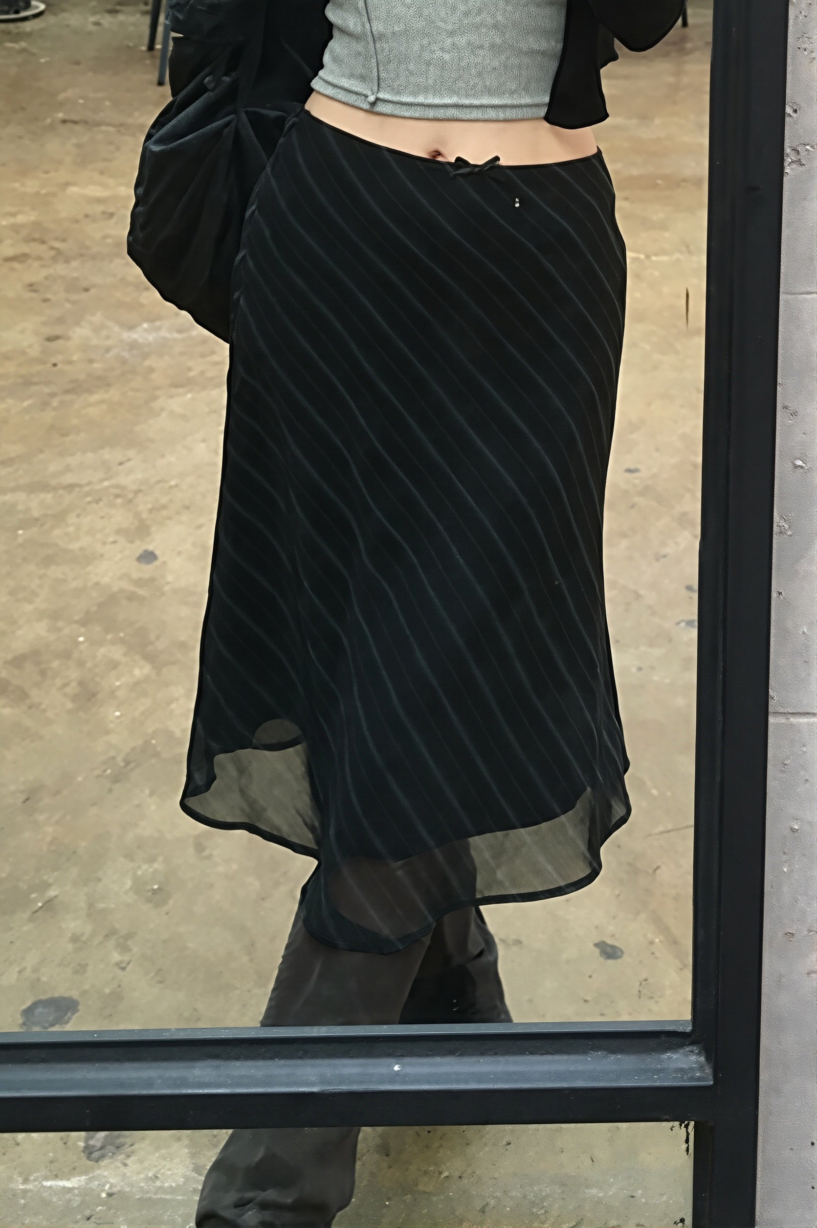 Casual Striped Double Mesh Skirt image 3