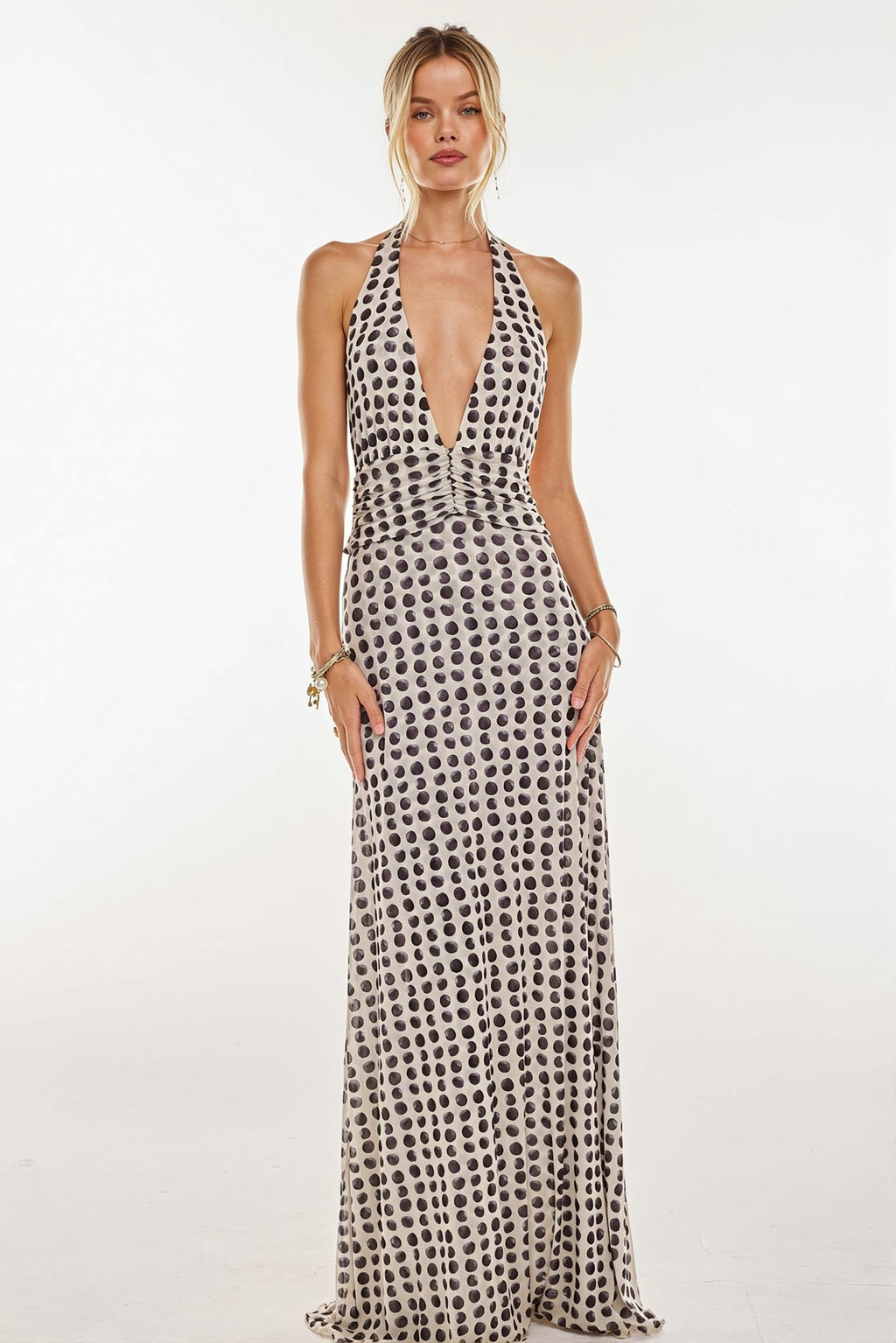 Halter Backless Printed Slim Maxi Dress image 5