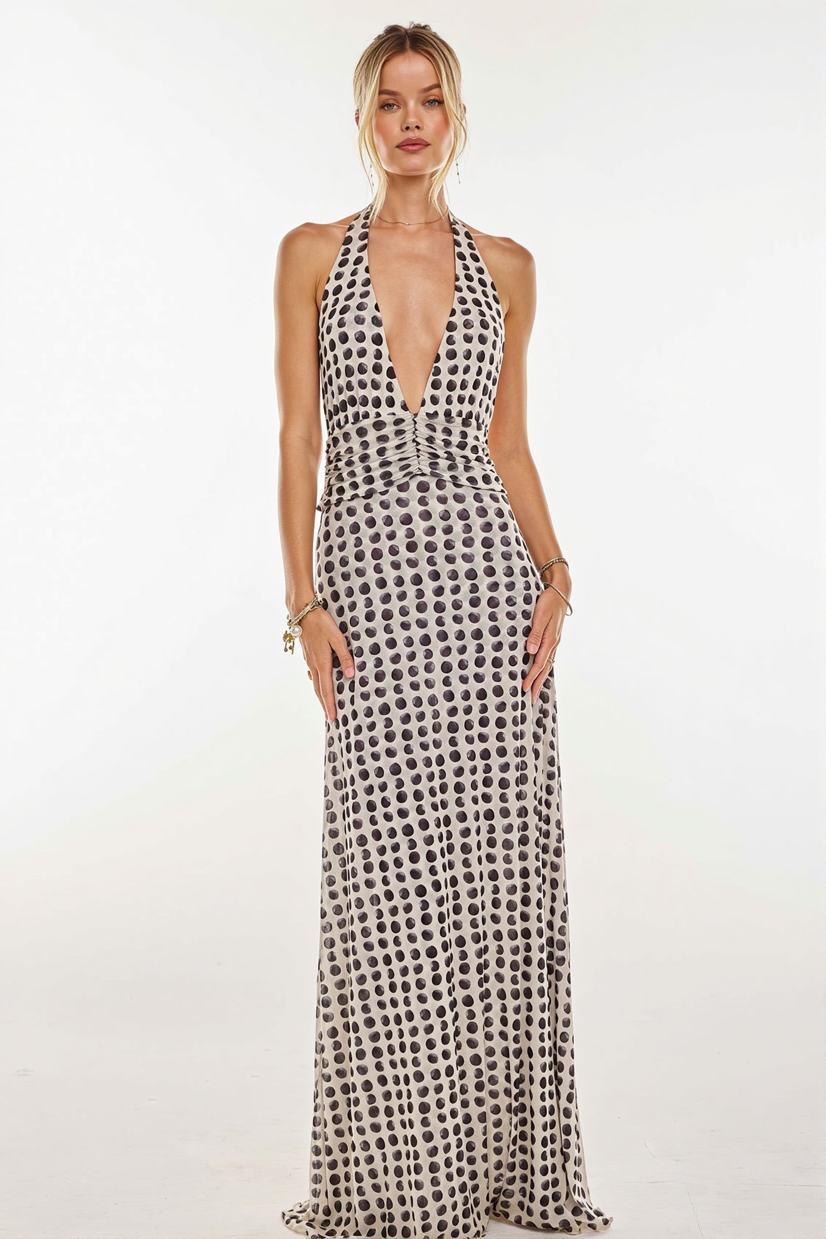 Halter Backless Printed Slim Maxi Dress image 5