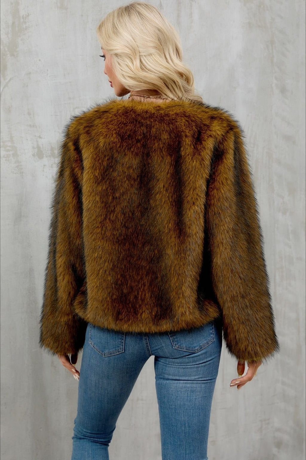 Plush Short Fur Open Cardigan Coat image 10