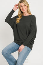 Juliette Boat Neck Top detail view styled for Avrienne