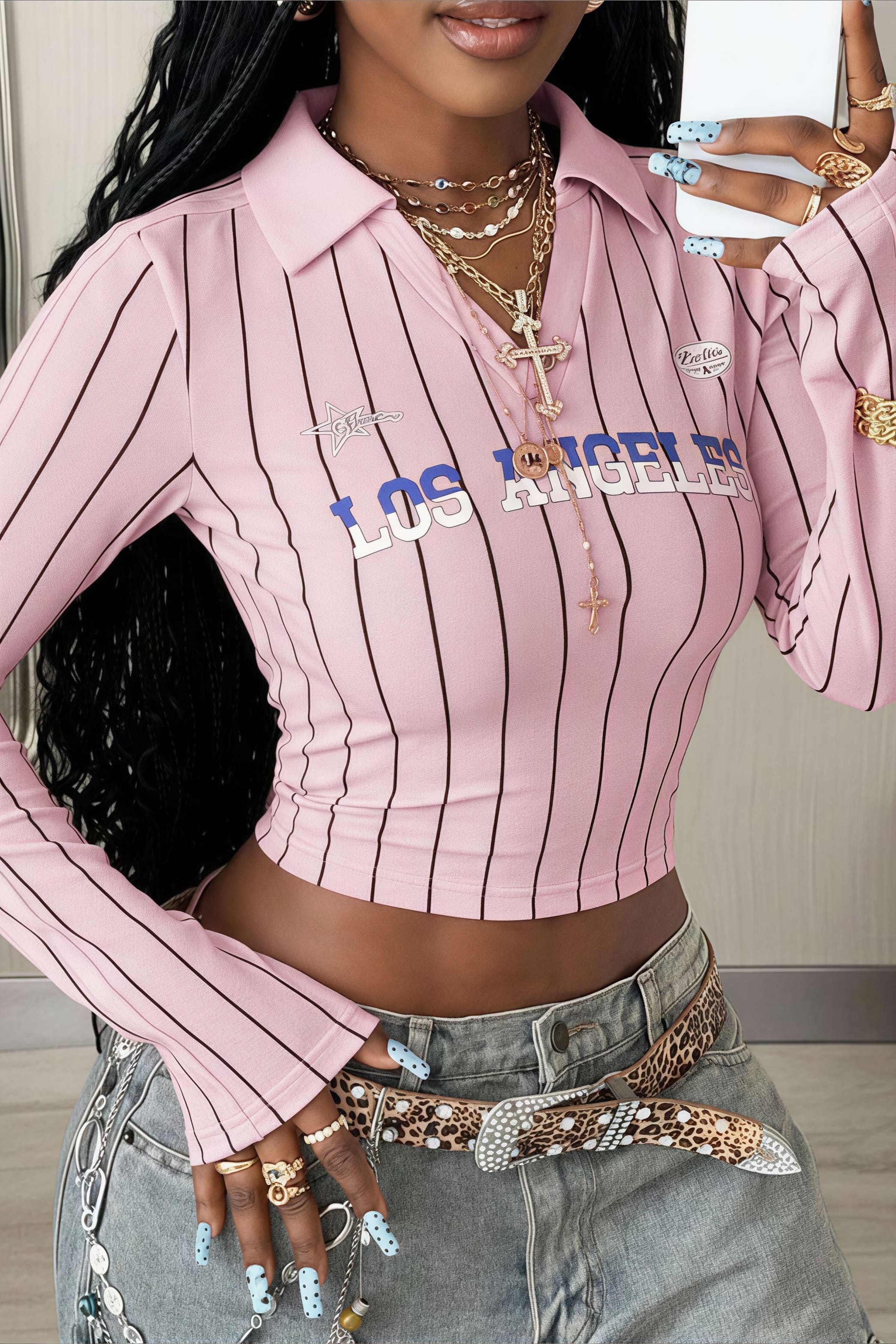 Street Stripe Sport Cropped Long Sleeve Tee image 5