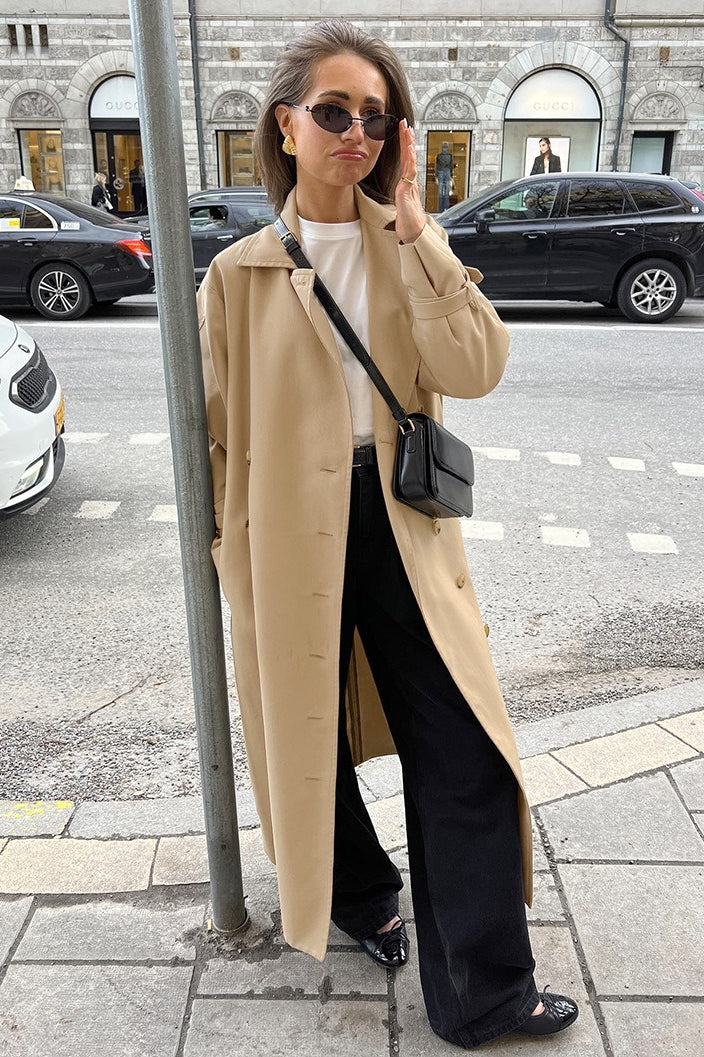 Chic Khaki Longline Double Breasted  Overcoat image 1