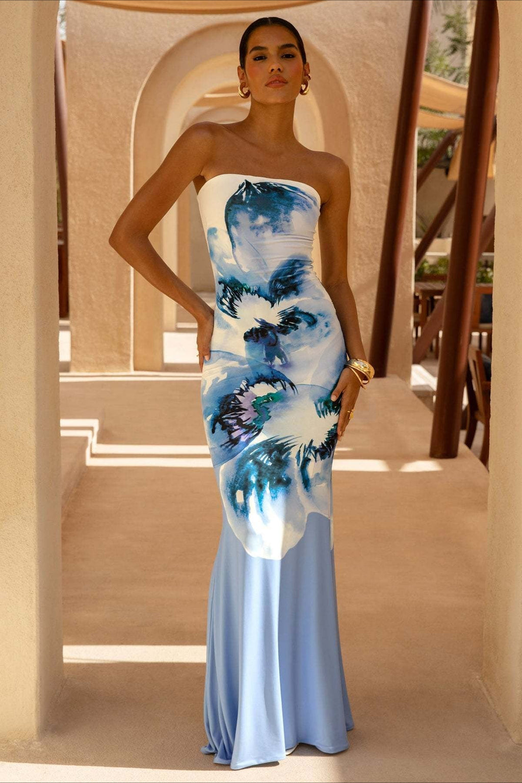 Sexy Bandeau Mermaid Floral Print Maxi Dress image 13