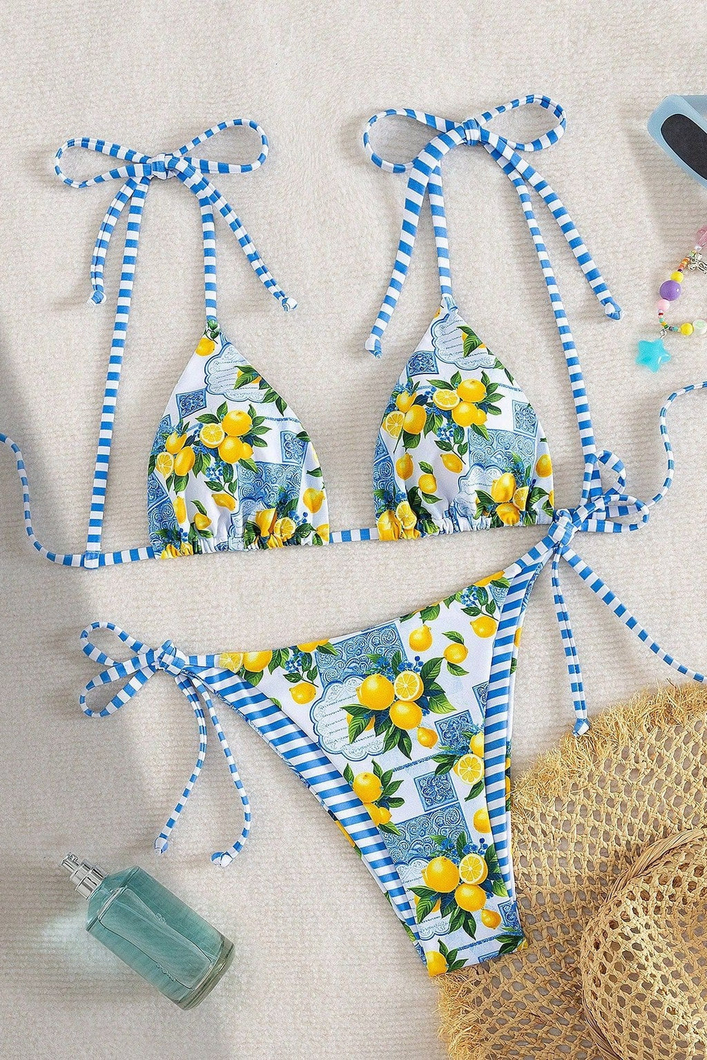 Fresh Lemon Stripe Beach Bikini Set image 4