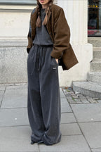 Retro Suede Solid Notch Collar Coat image 5