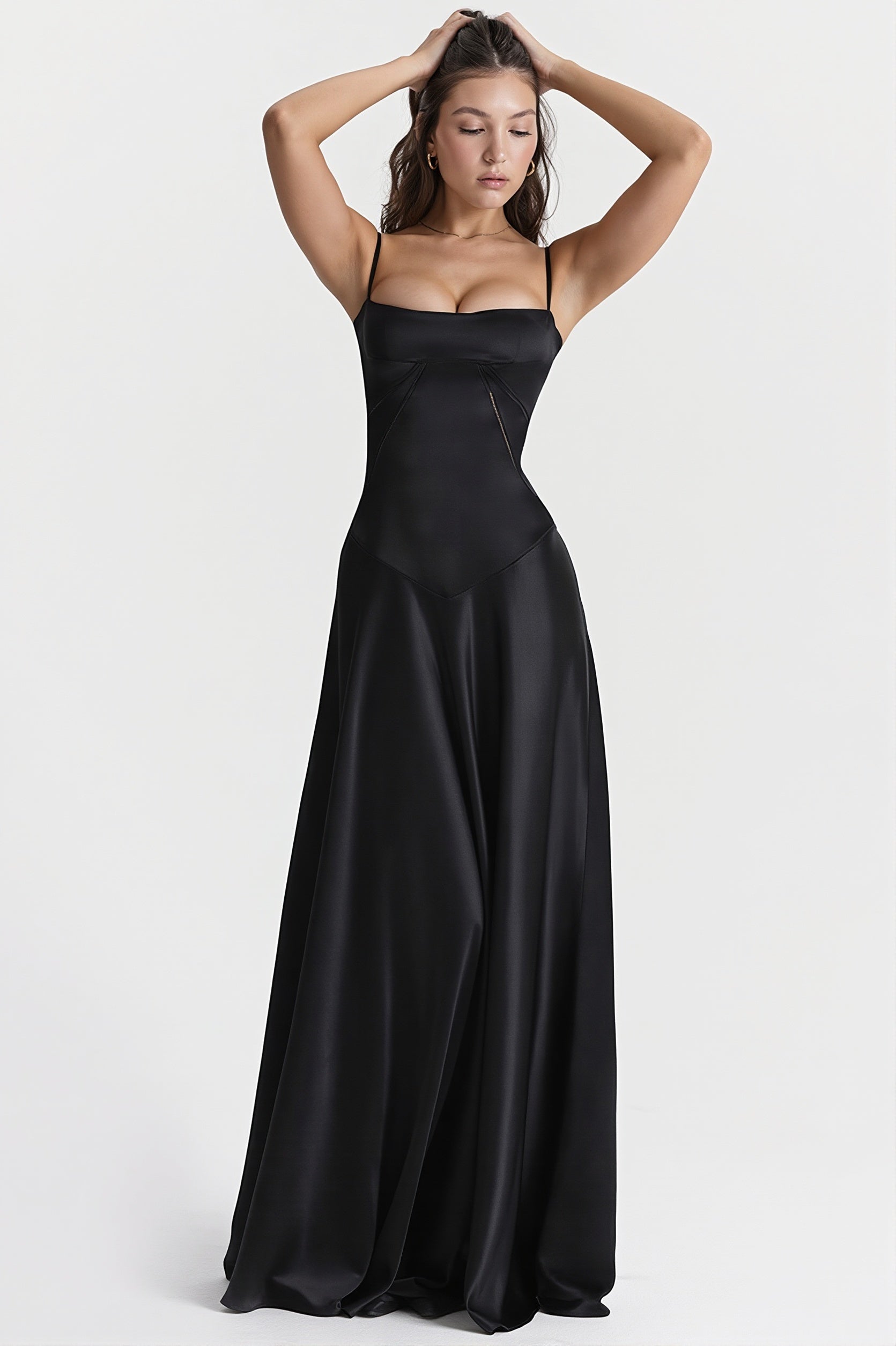 Lined Jacquard Satin Cami Maxi Dress image 6
