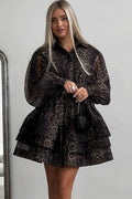Chiffon Leopard Print Long Sleeve Mini Dress image 1