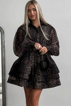 Chiffon Leopard Print Long Sleeve Mini Dress image 1
